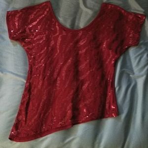GUC Red Sequined Tiger Striped Top